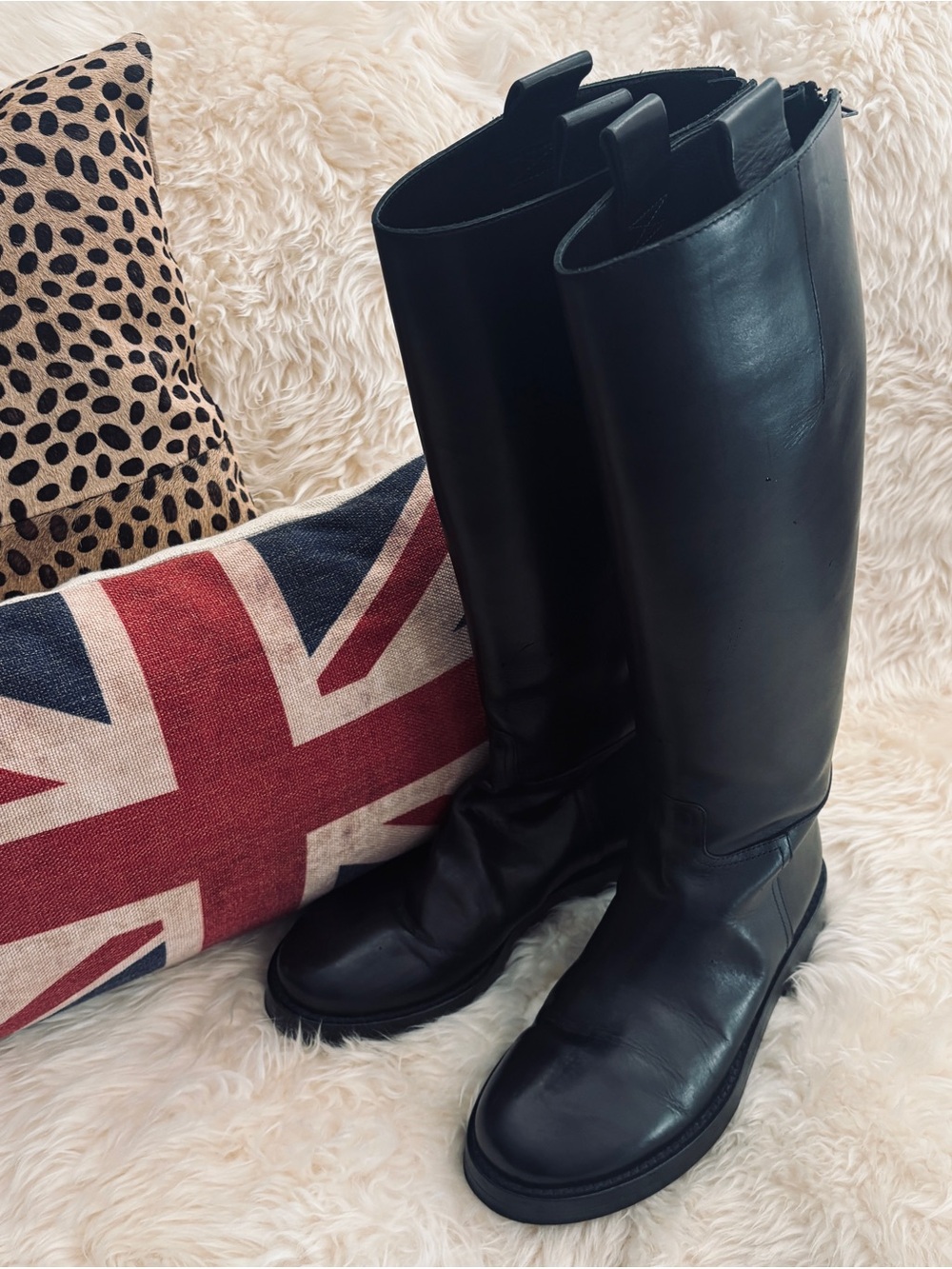 Ann Demeulemeester Classic Black Tall Leather Women's Boots, size 39